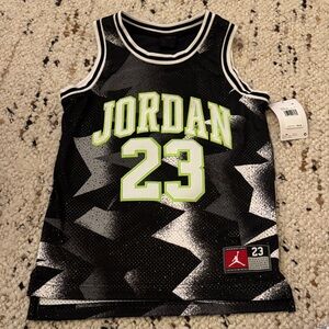 Jordan Kids Black and White Jersey with Neon Accents